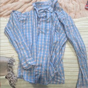 Faherty Blue and Pink Plaid Men's Shirt